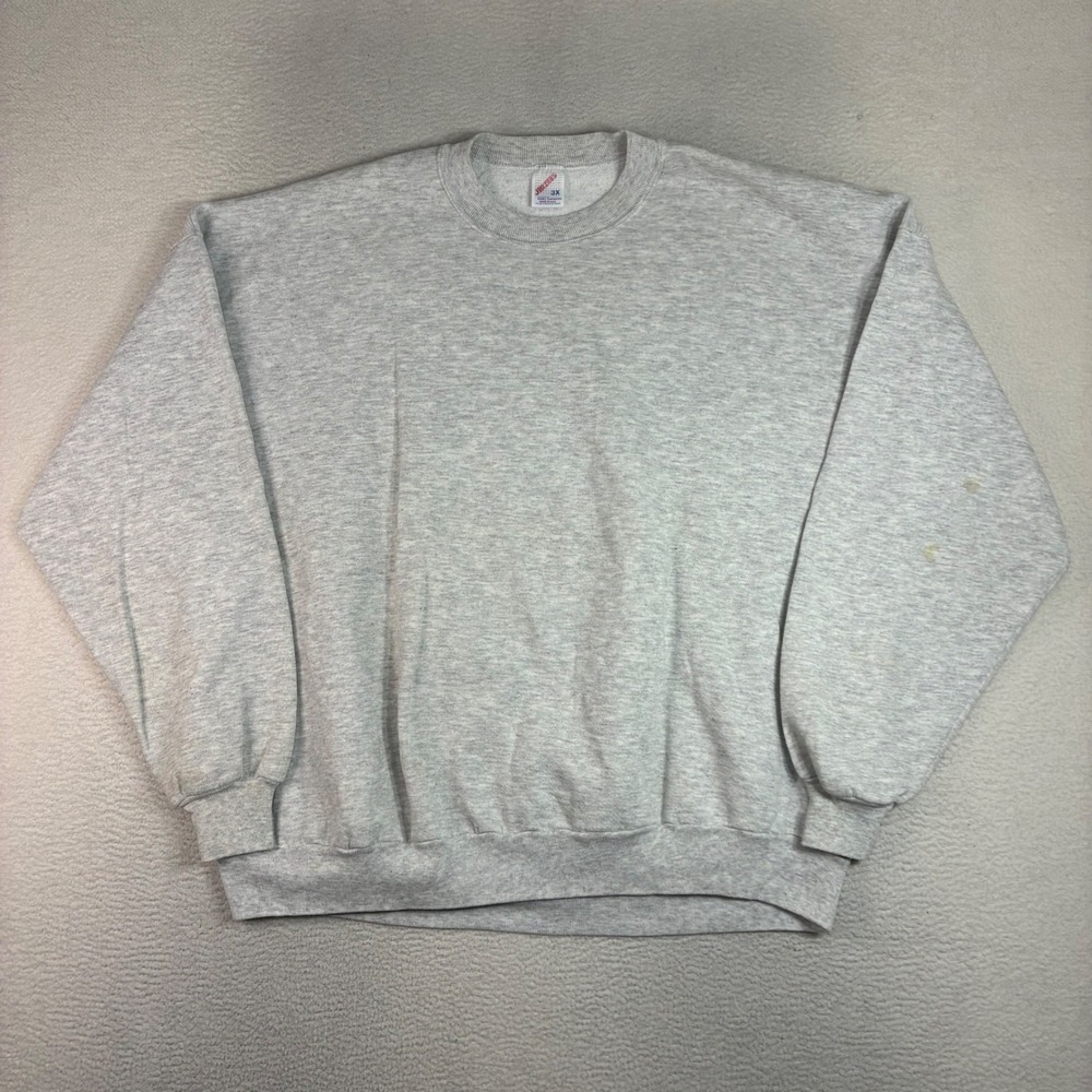 Vintage Jerzees Crewneck Sweatshirt Women 3X Gray Plus Pullover Blank USA Made